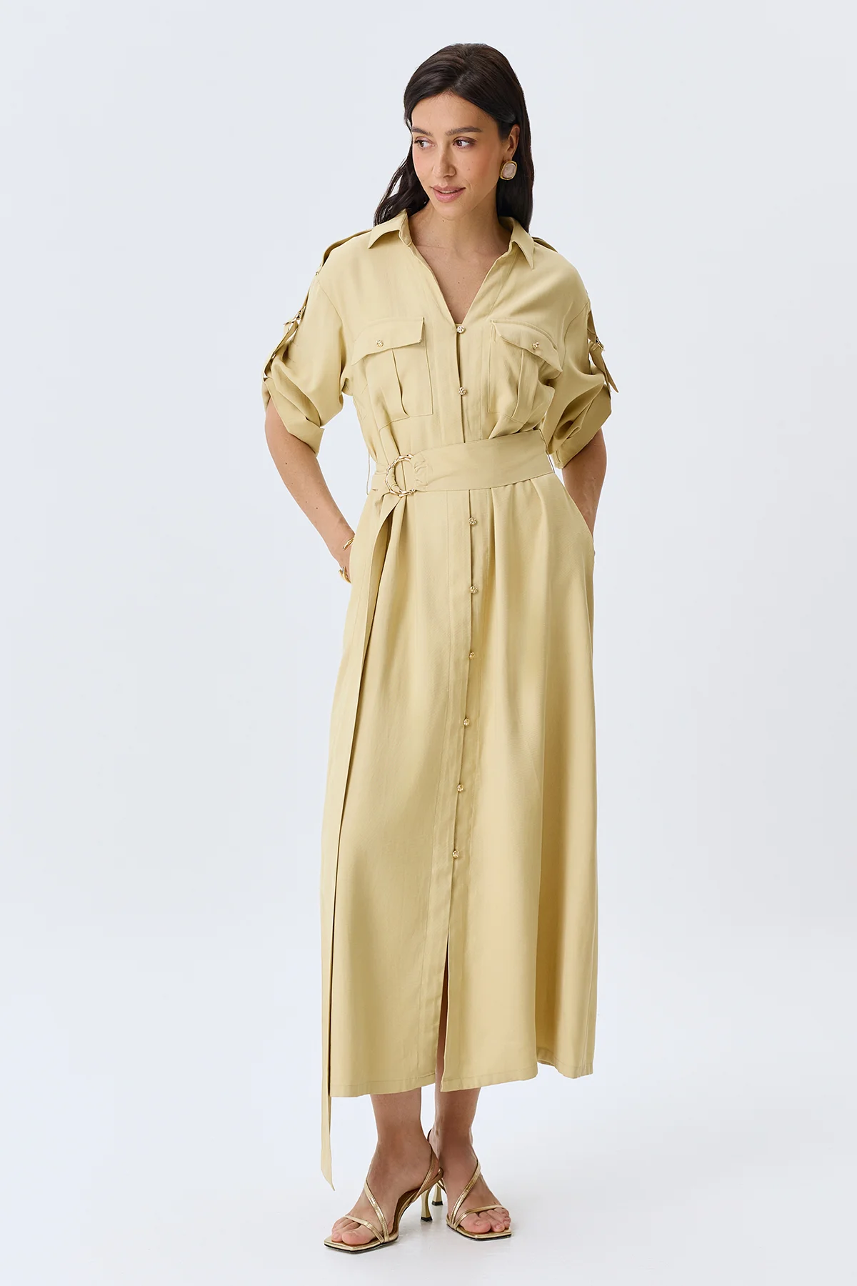 Приталенное платье-рубашка, 42