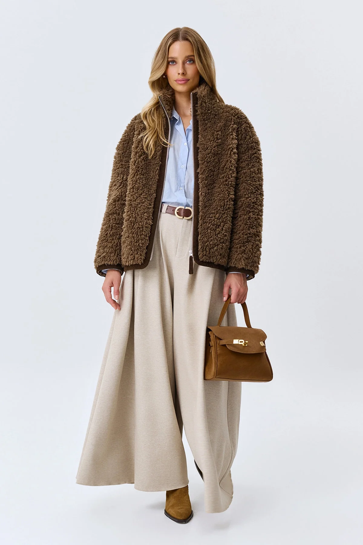 Oversize куртка-дубленка из искусственного меха, 50