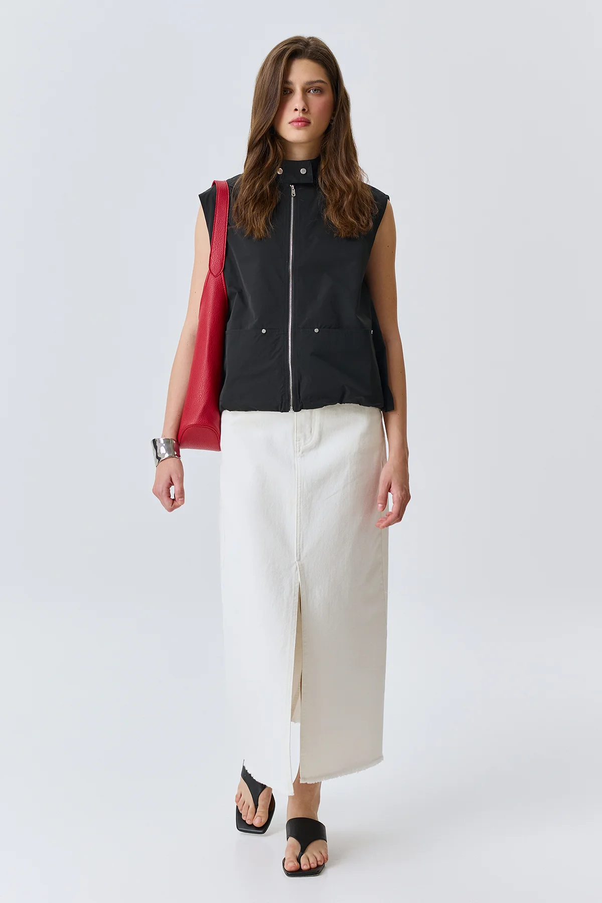 Белая джинсовая юбка из 100% хлопка, 46