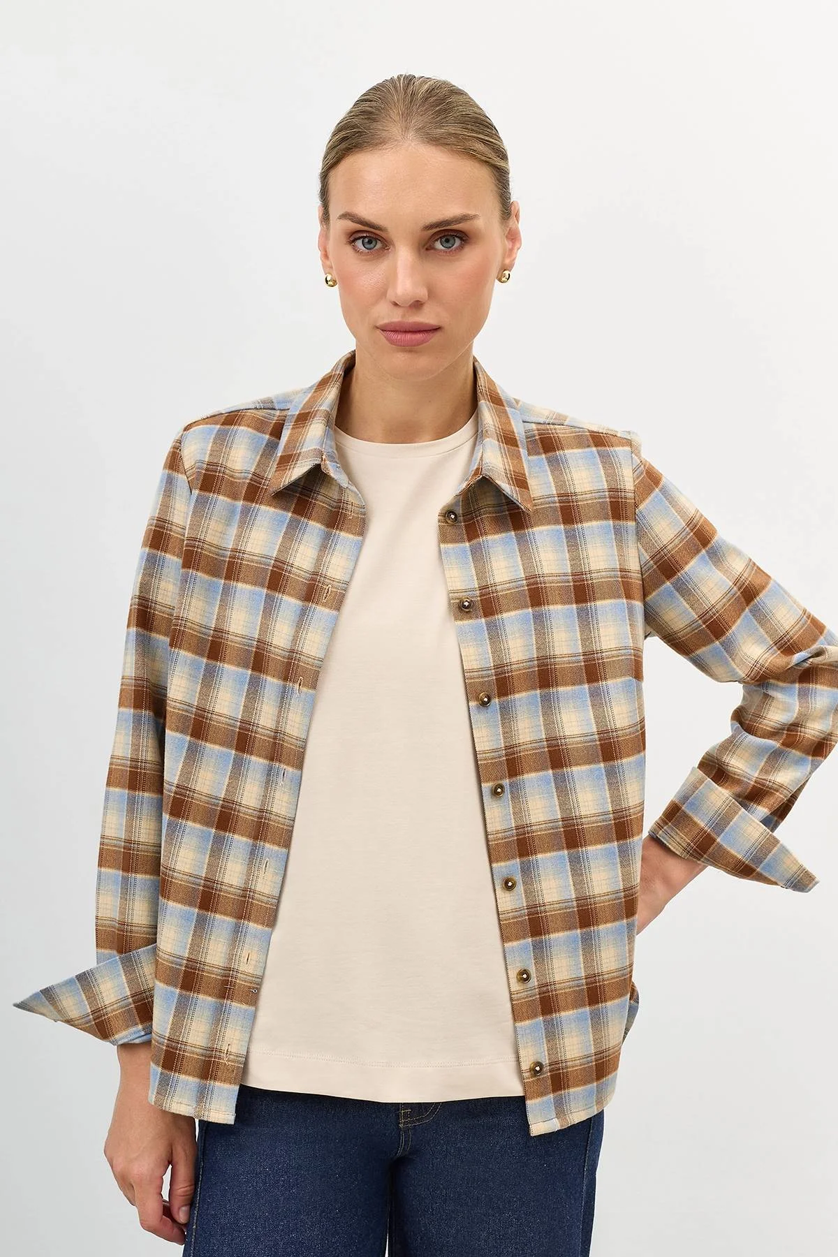 Лимитированная серия рубашка в яркую клетку и ремень, 48