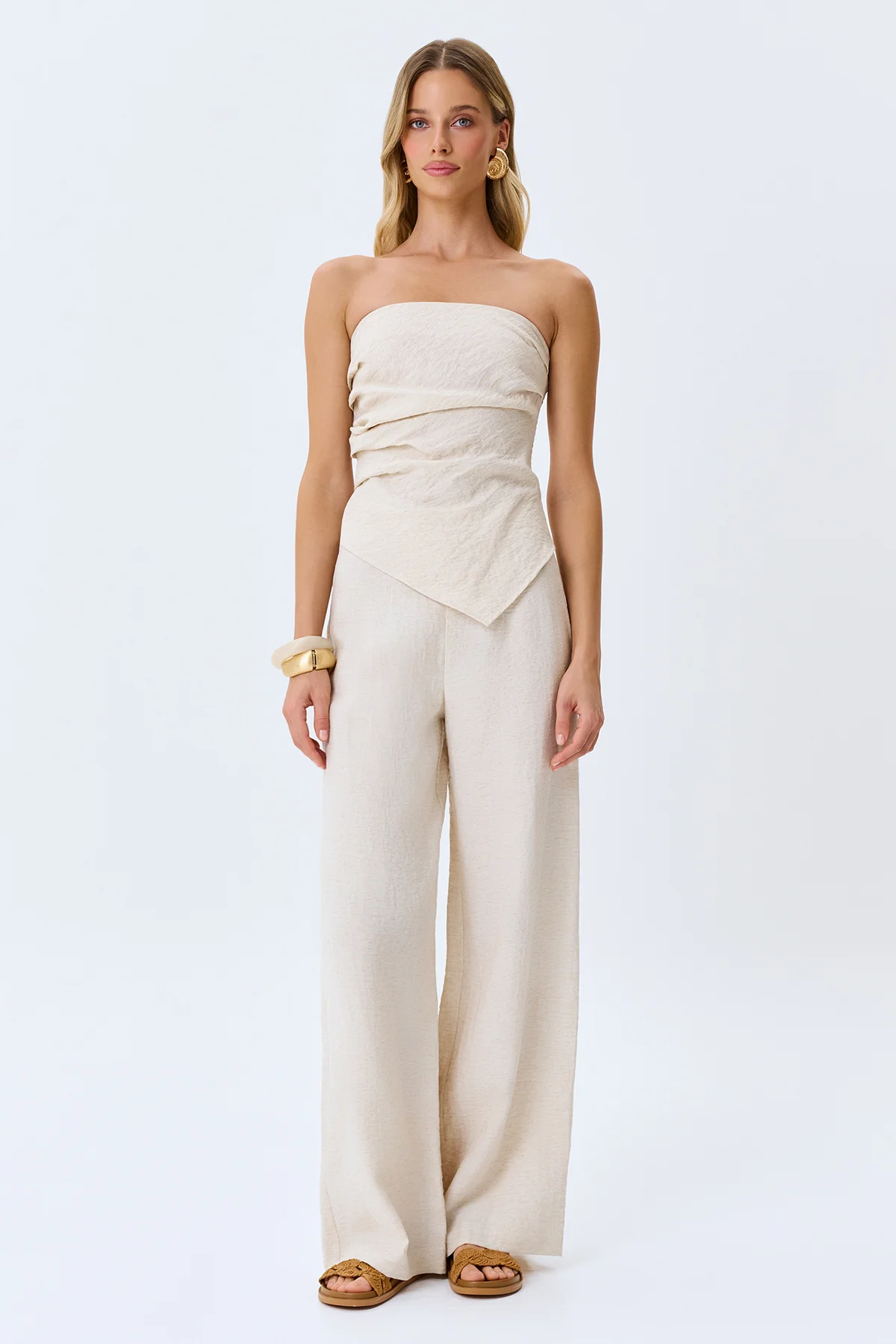 Топ бандо без лямок льняной, 44