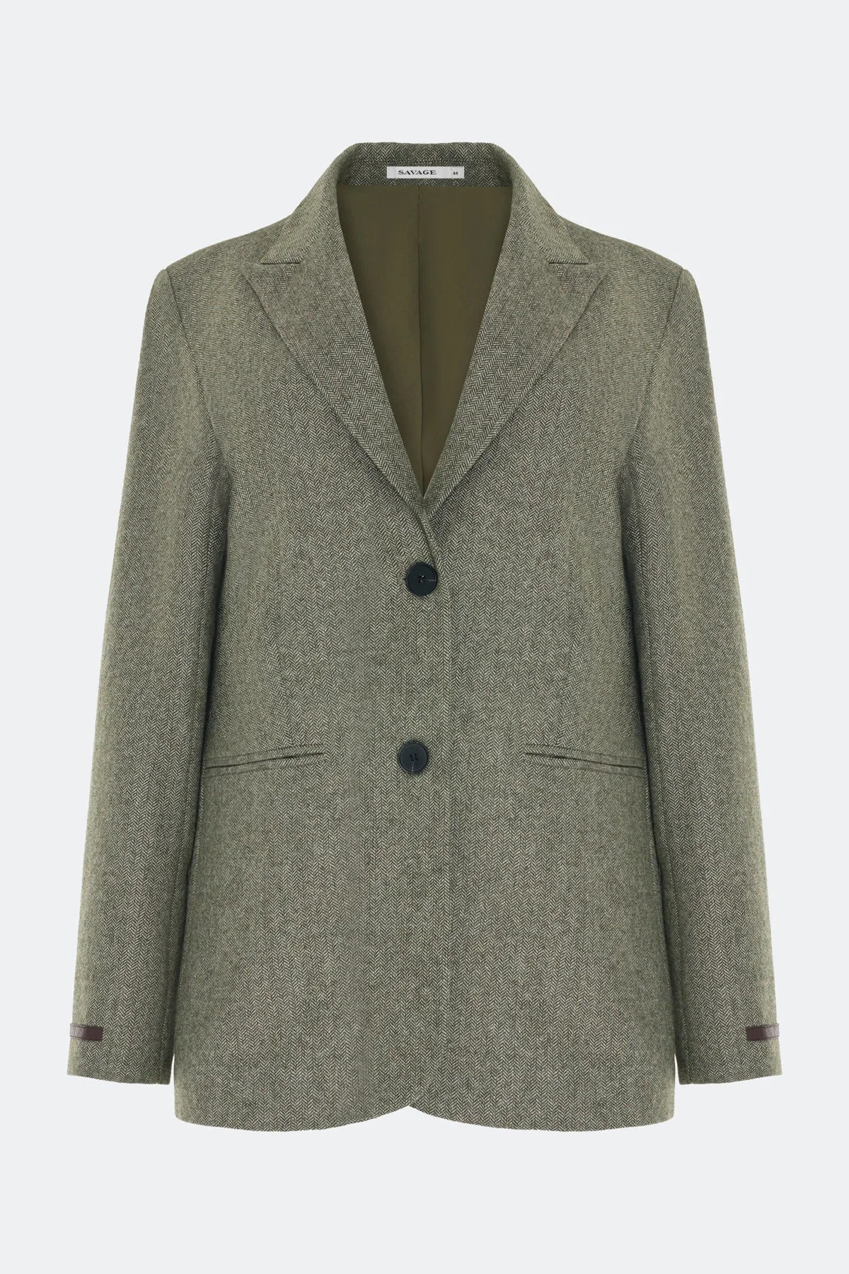 Классический оливковый жакет с узором Herringbone, 52