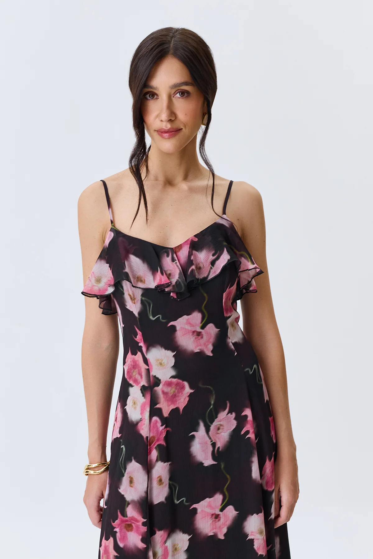 Романтичное платье с ярким цветочным принтом, 44