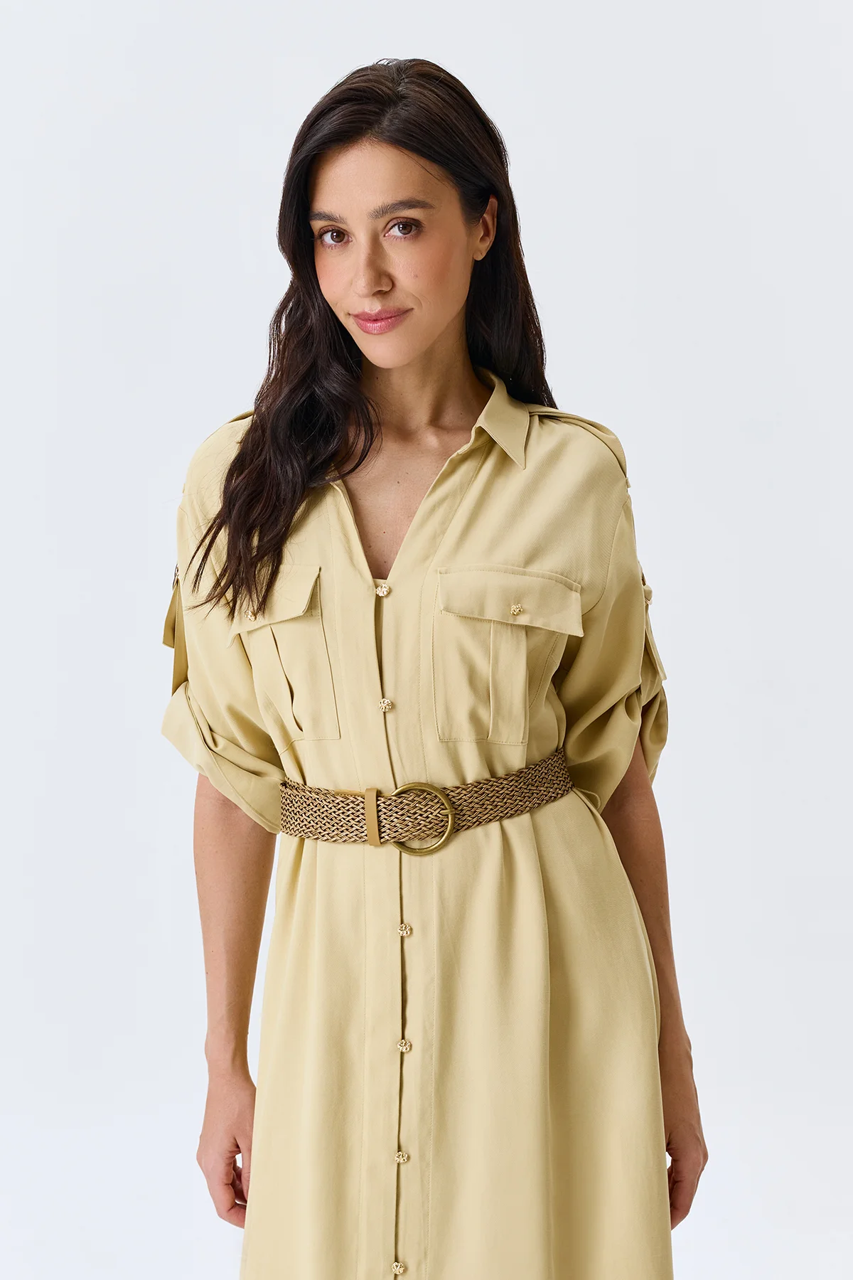 Плетеный ремень с круглой пряжкой, S