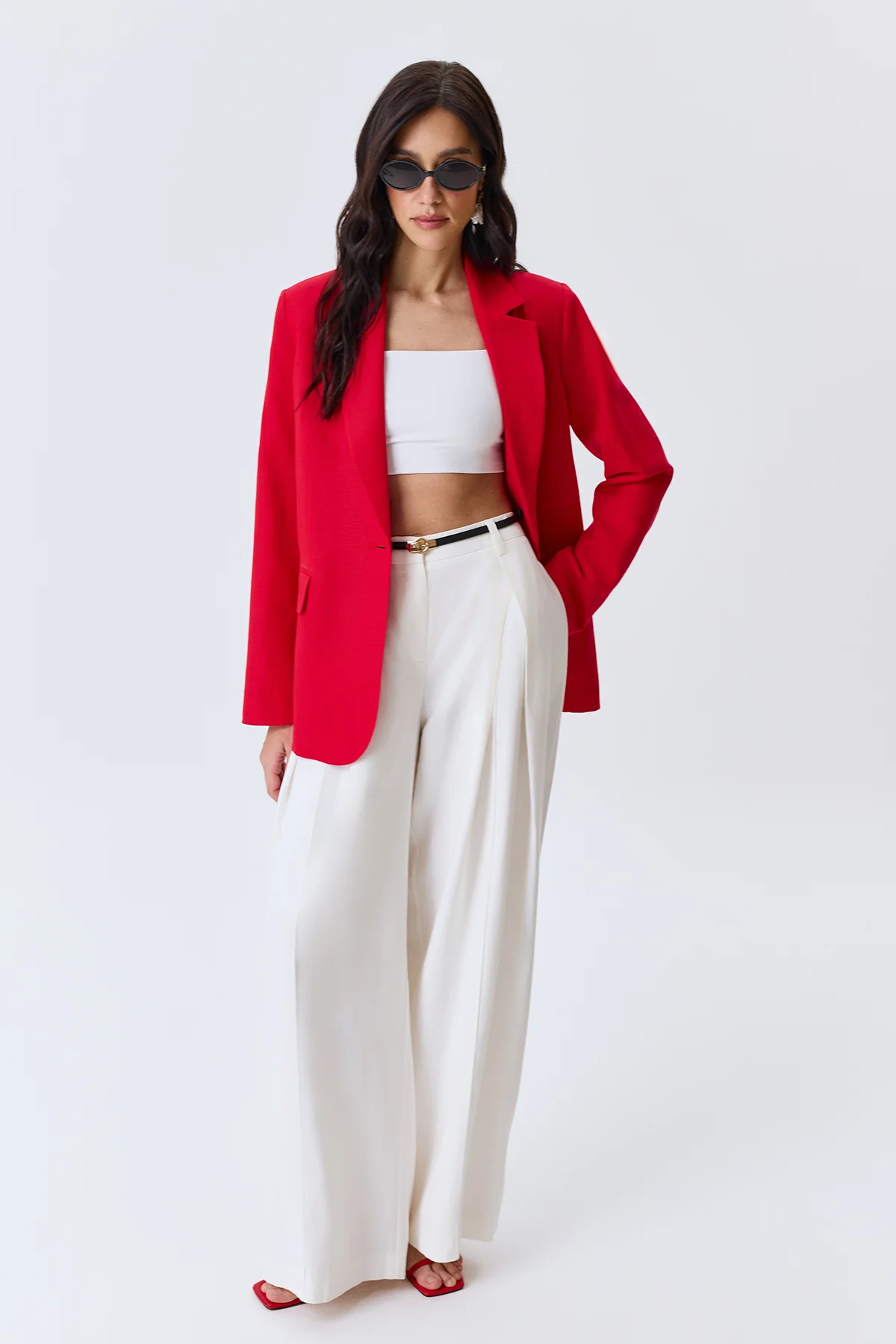 Льняной однобортный жакет, 48