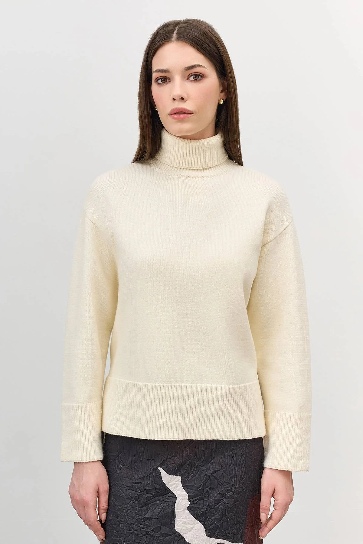 Джемпер с воротником гольф, 50