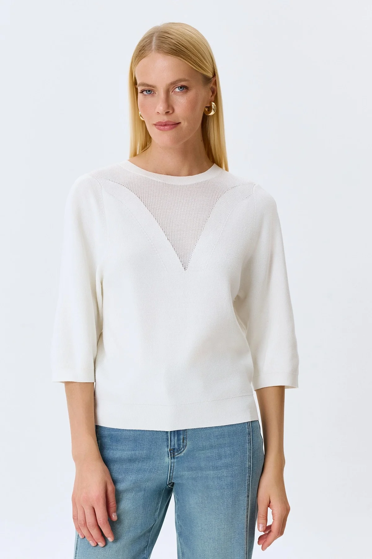 Джемпер с ажурной вязкой, 36