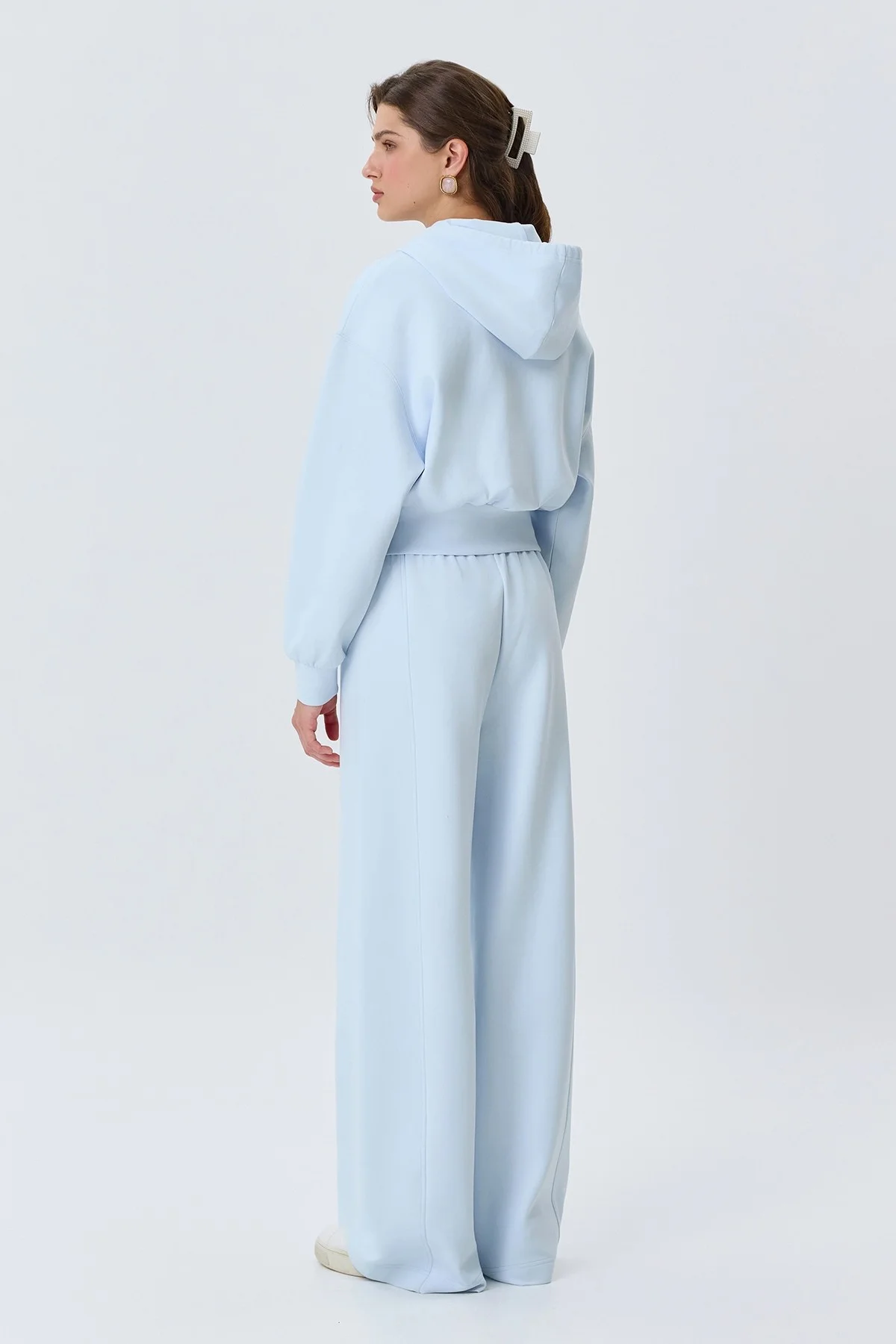 Трикотажные голубые брюки из хлопка, 44