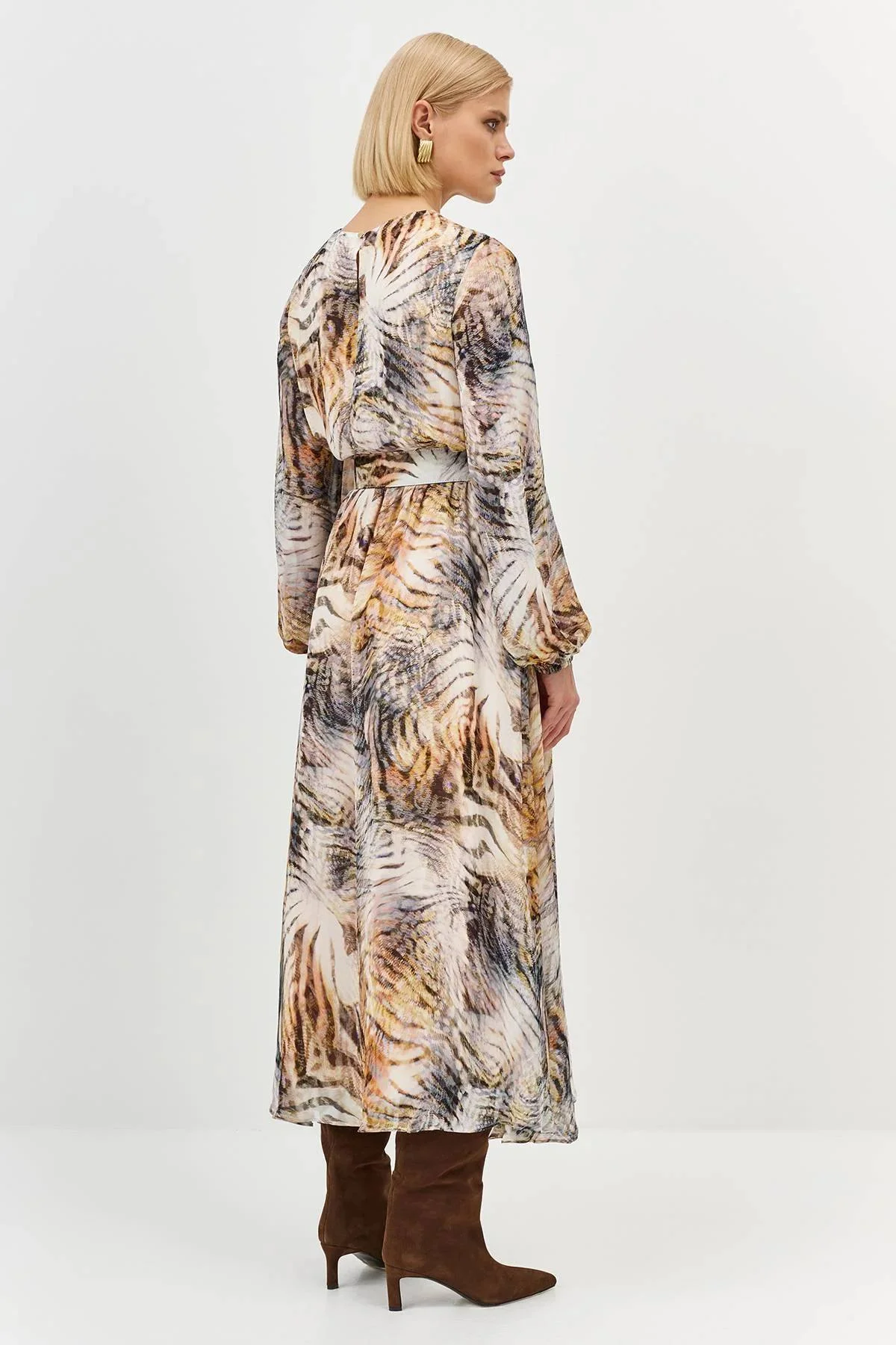 Шифоновое платье с анималистичным принтом, 36