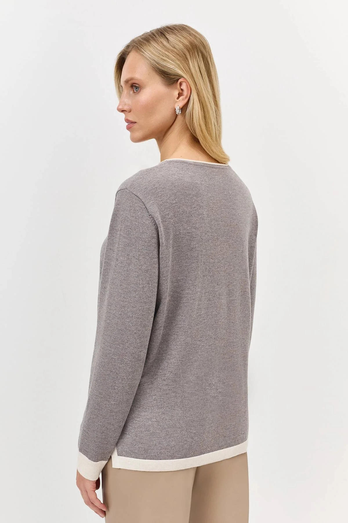 Лимитрированная серия джемпер с контрастными лампасами и ремень, 34