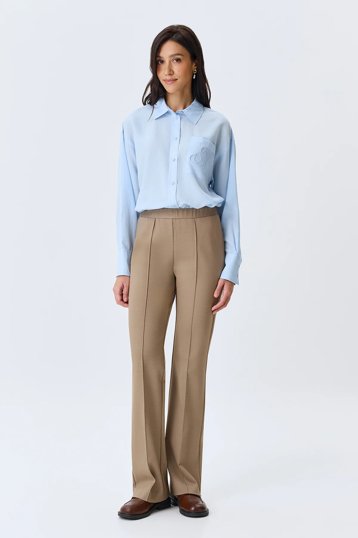 Брюки из джерси с простроченными стрелками, 46