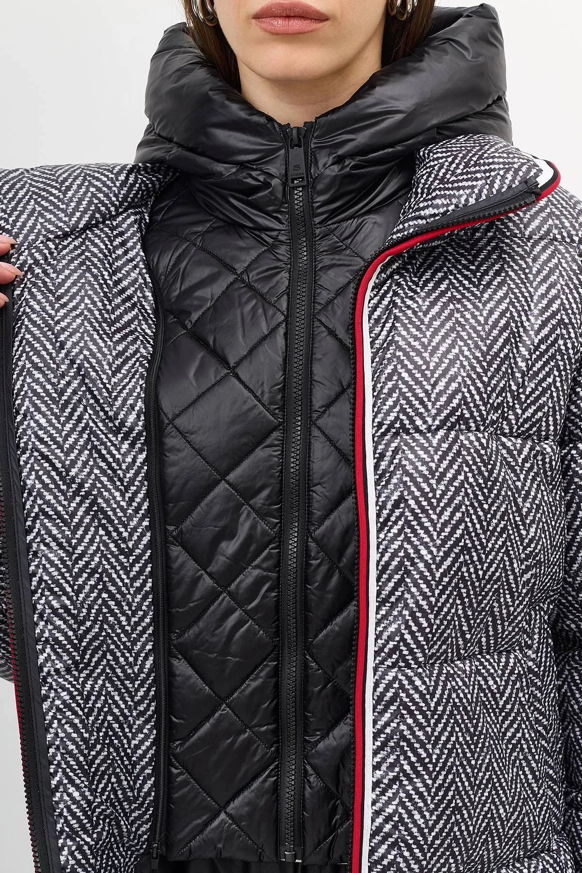 Лимитированная серия комбинированная куртка с принтом и палантин, 52