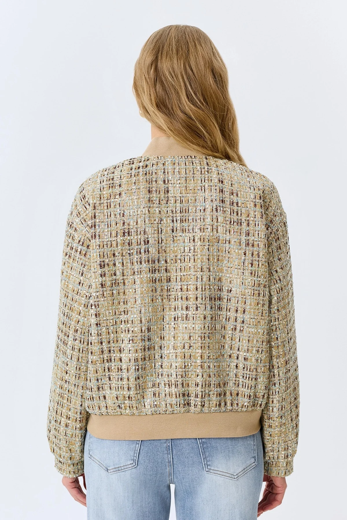 Бомбер из лёгкого твида, 40