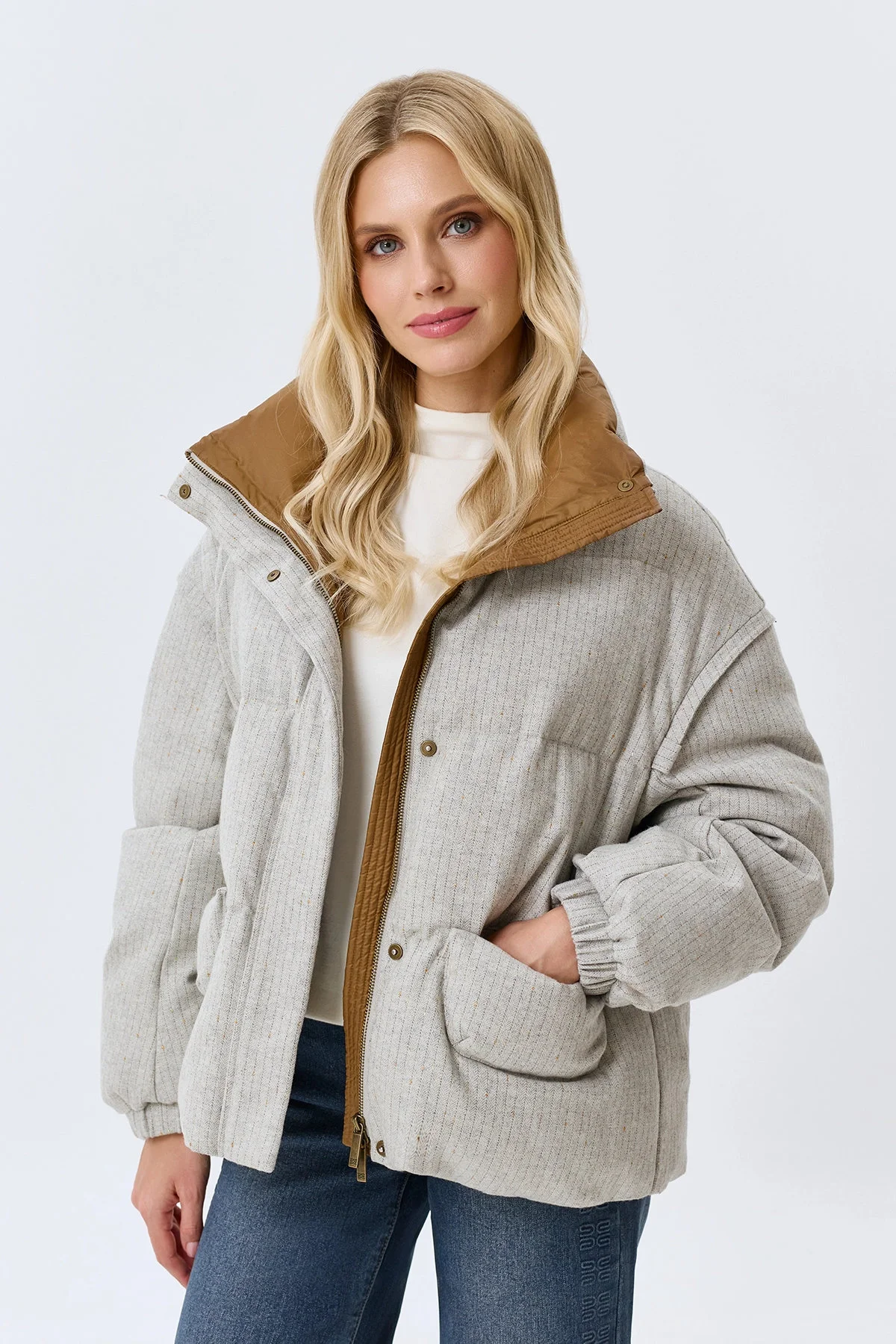 Куртка из шерсти с наполнением пухом и пером, 46