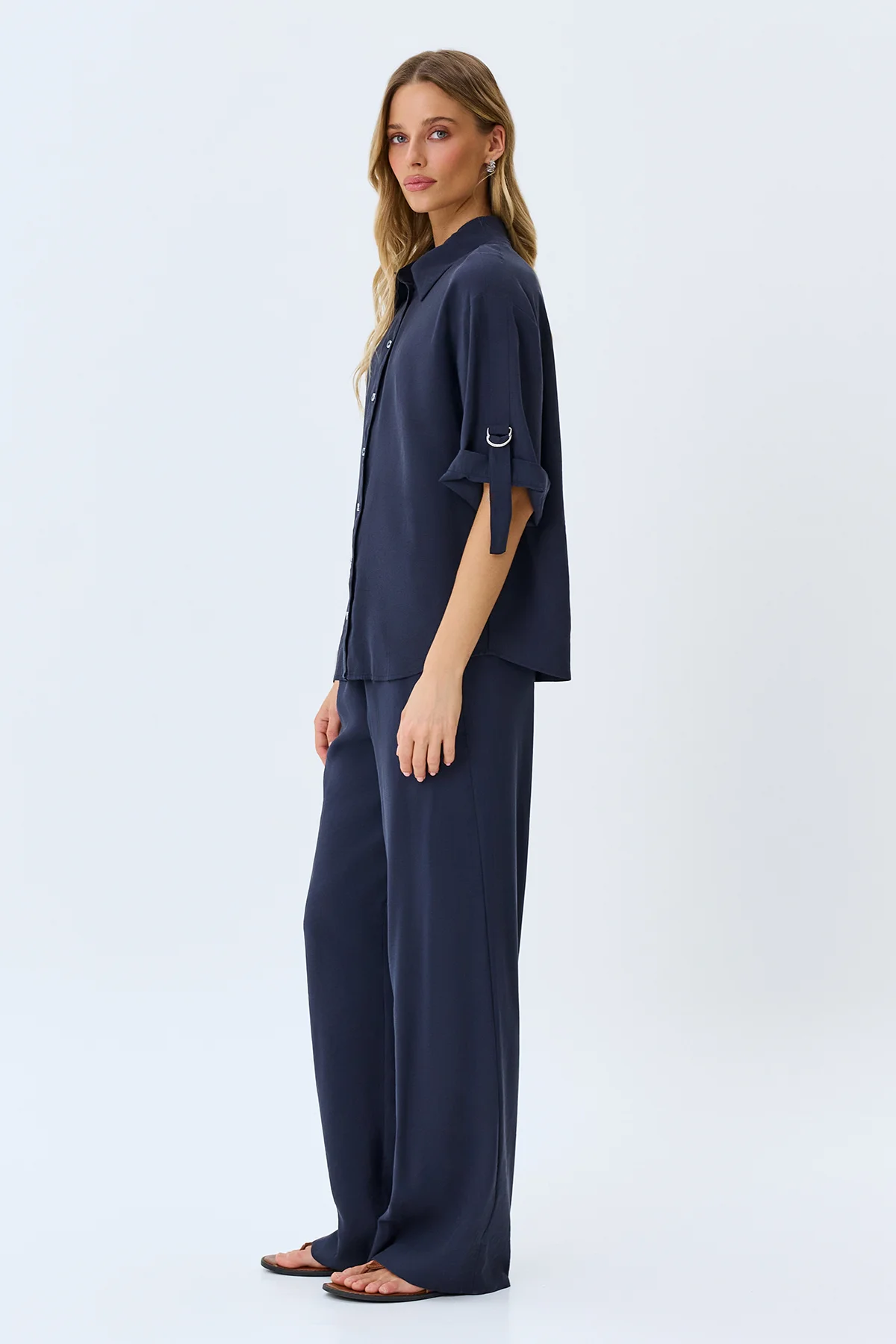 Свободная блузка с укороченными рукавами, 42