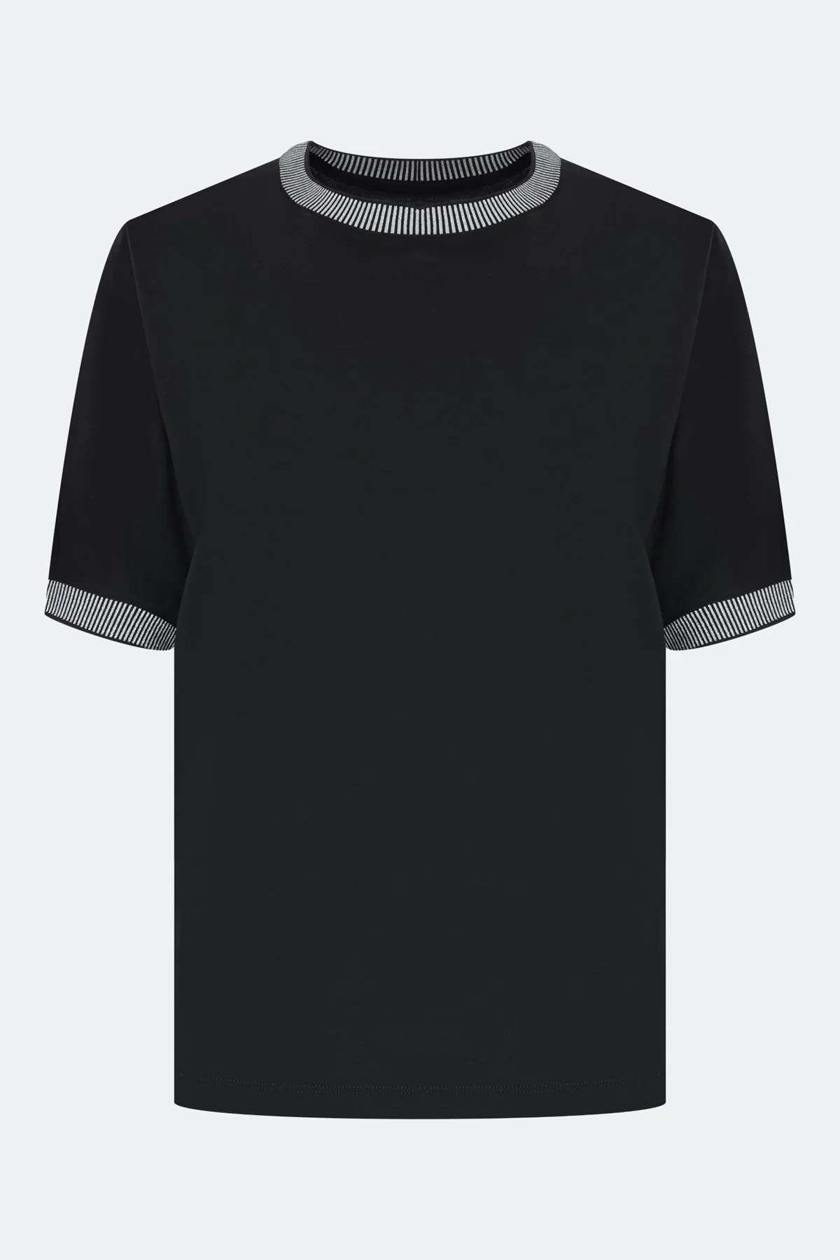 Свободная блузка с контрастным рибом, 36