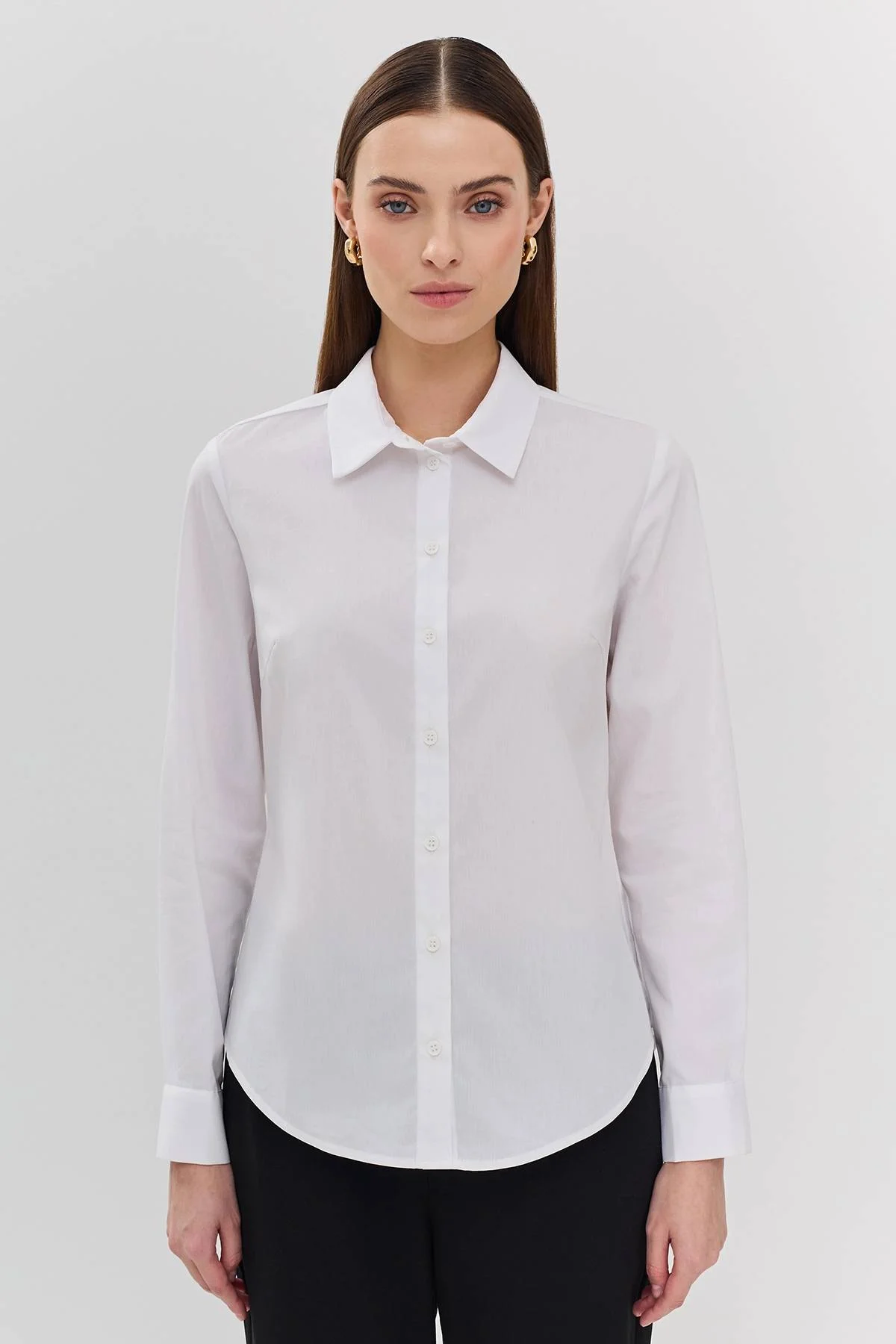 Лимитированая серия базовая рубашка из эластичного хлопка с ремнем, 44