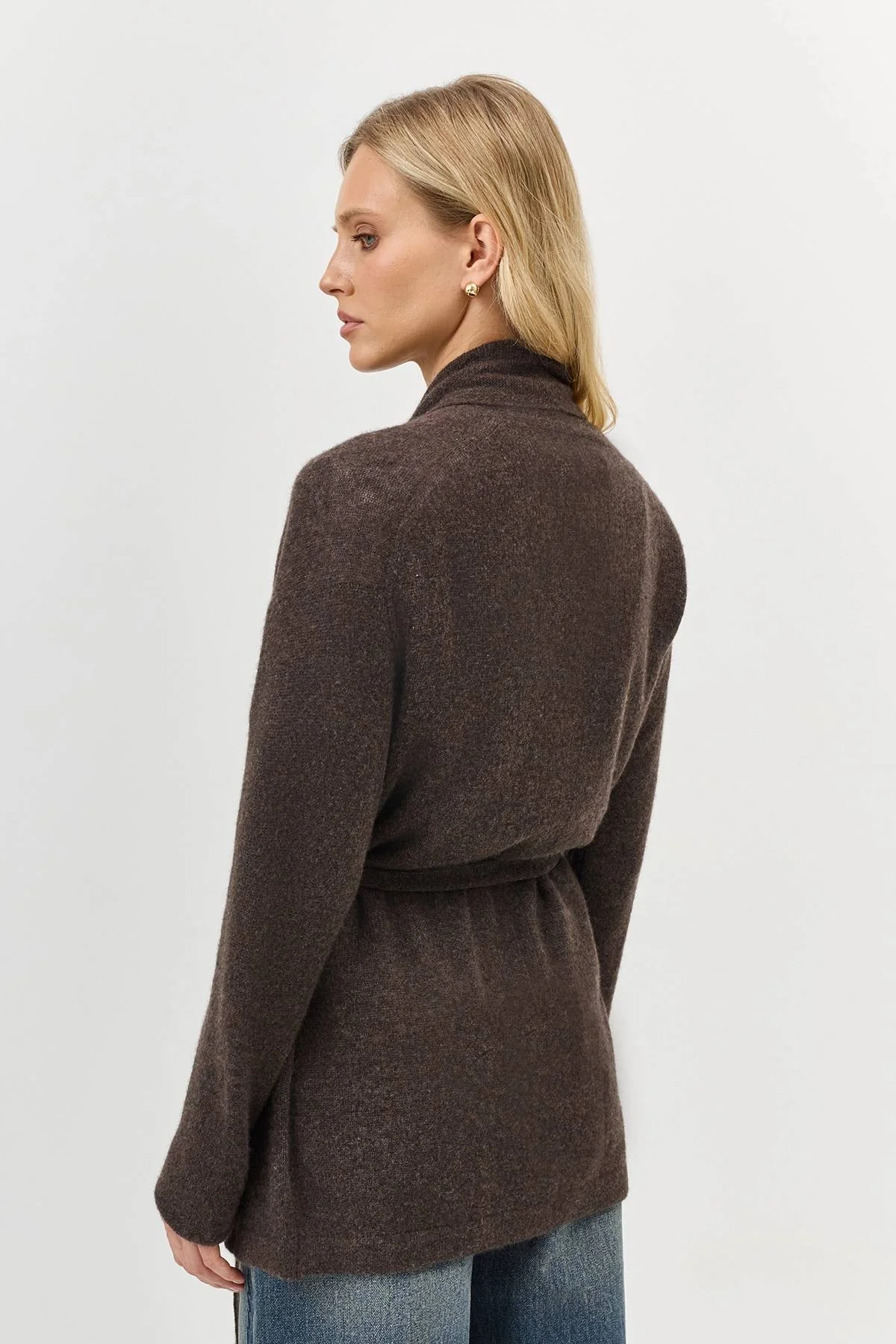 Коричневый вязаный кардиган из 100% кашемира, 34