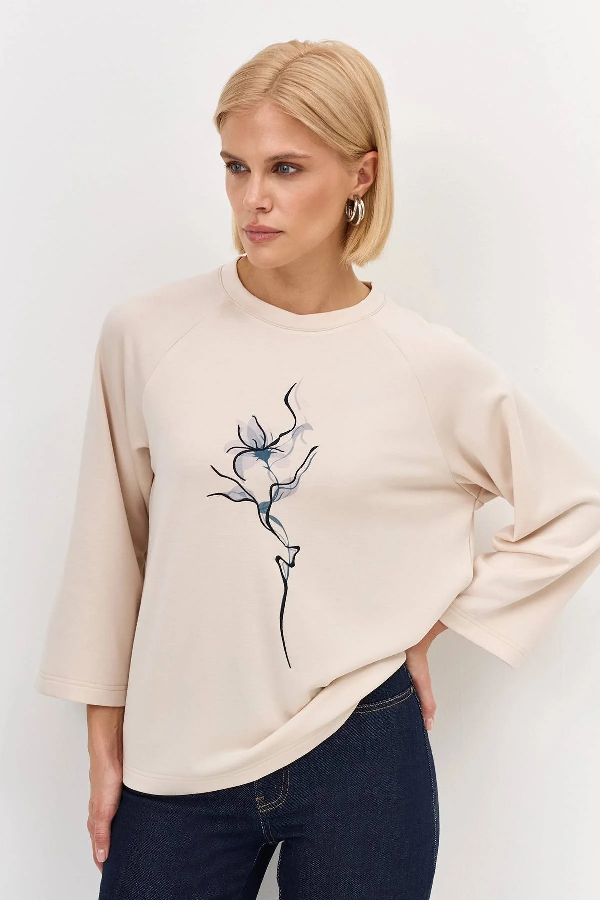 Лимитрированная серия джемпер из модала с принтом и ремень, 34