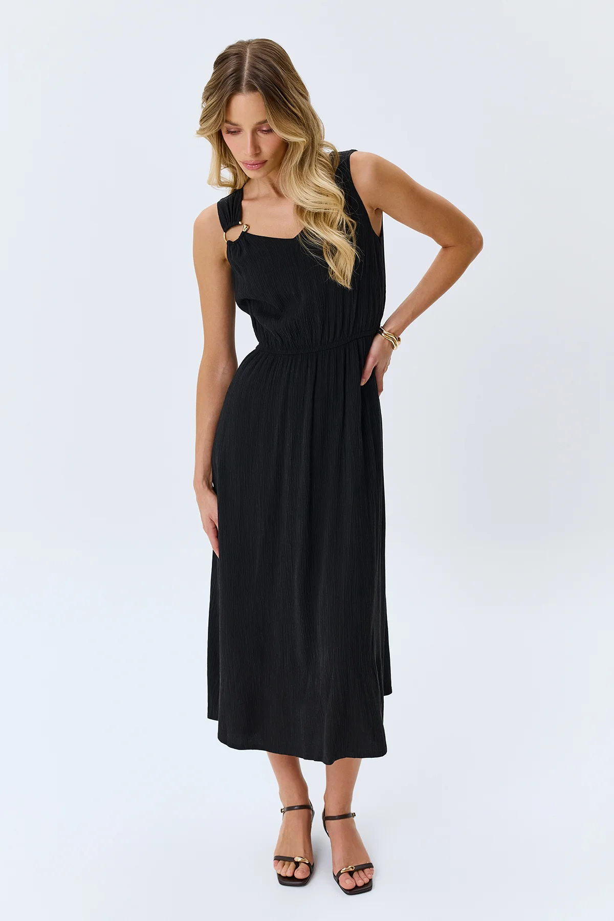 Платье из фактурного тенселя, 44