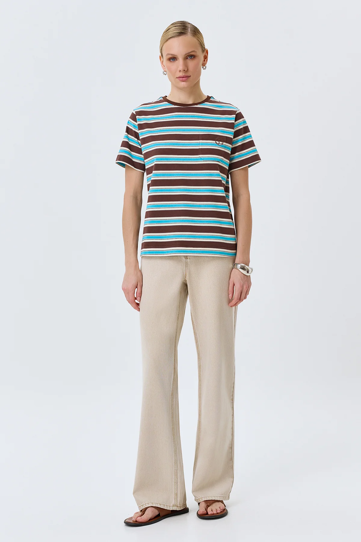 Яркая футболка в полоску из 100% хлопка, 48