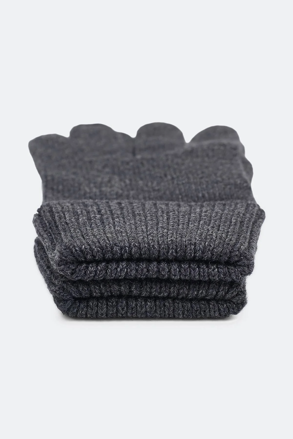 Серые вязаные перчатки с шерстью, One