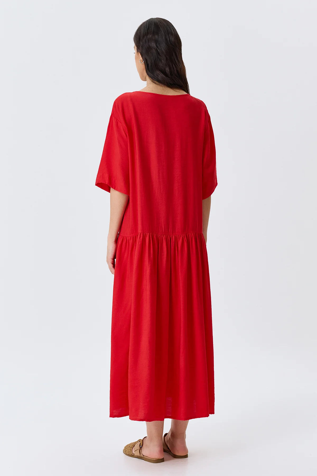 Платье летнее длинное с поясом, 46