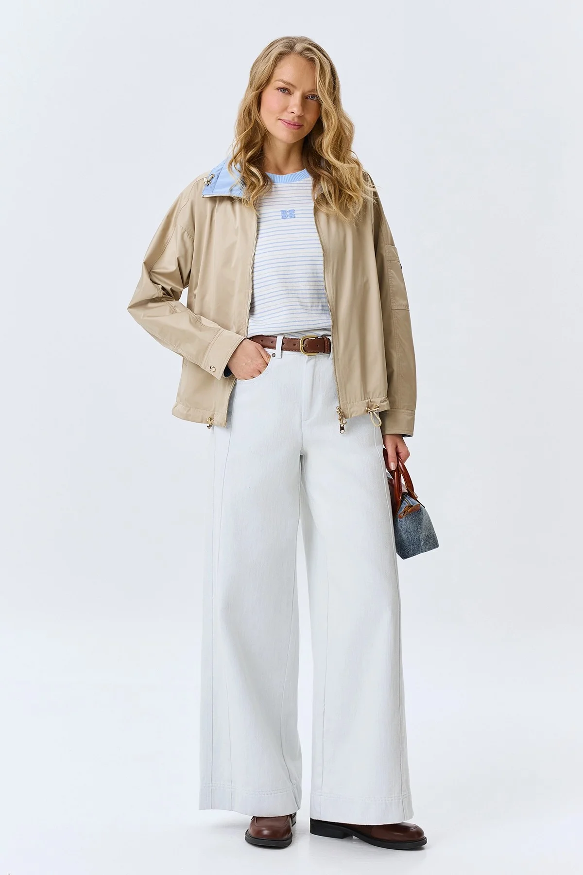 Фактурные джинсы-палаццо, 42