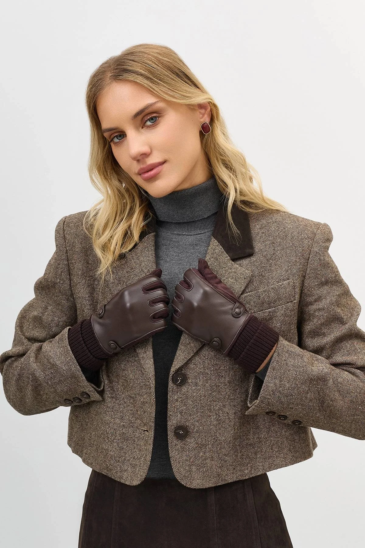 Комбинированные перчатки в байкерском стиле, One