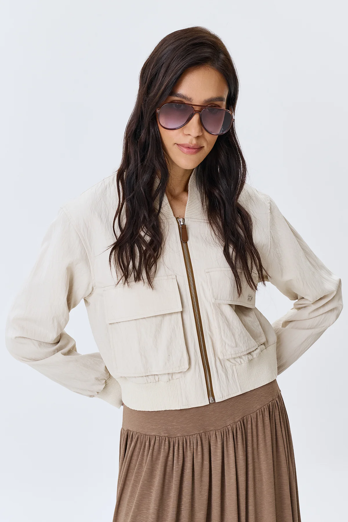 Укороченный бомбер с широким рибом, 50