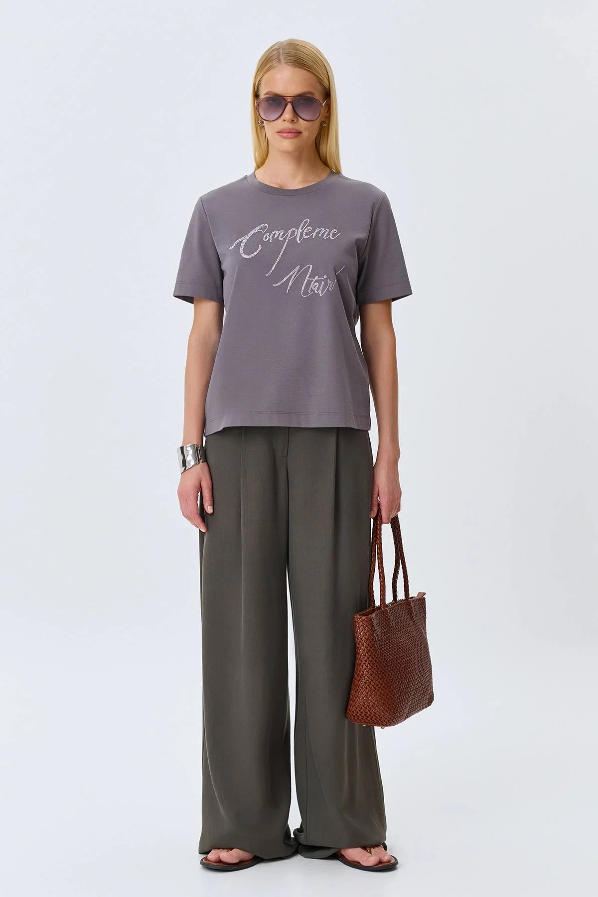 Футболка с принтом из страз, 42