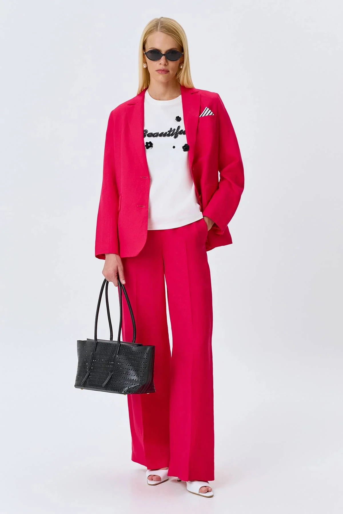 Льняной однобортный жакет, 44