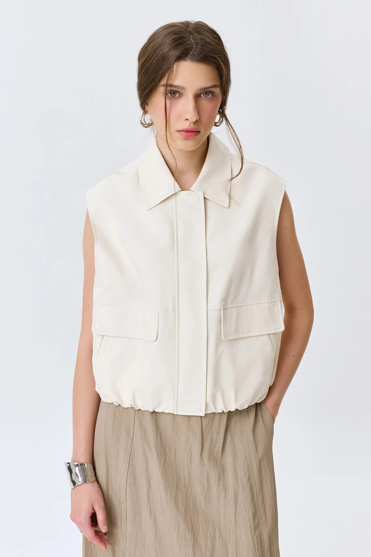 Свободный жилет из 100% хлопка, 48