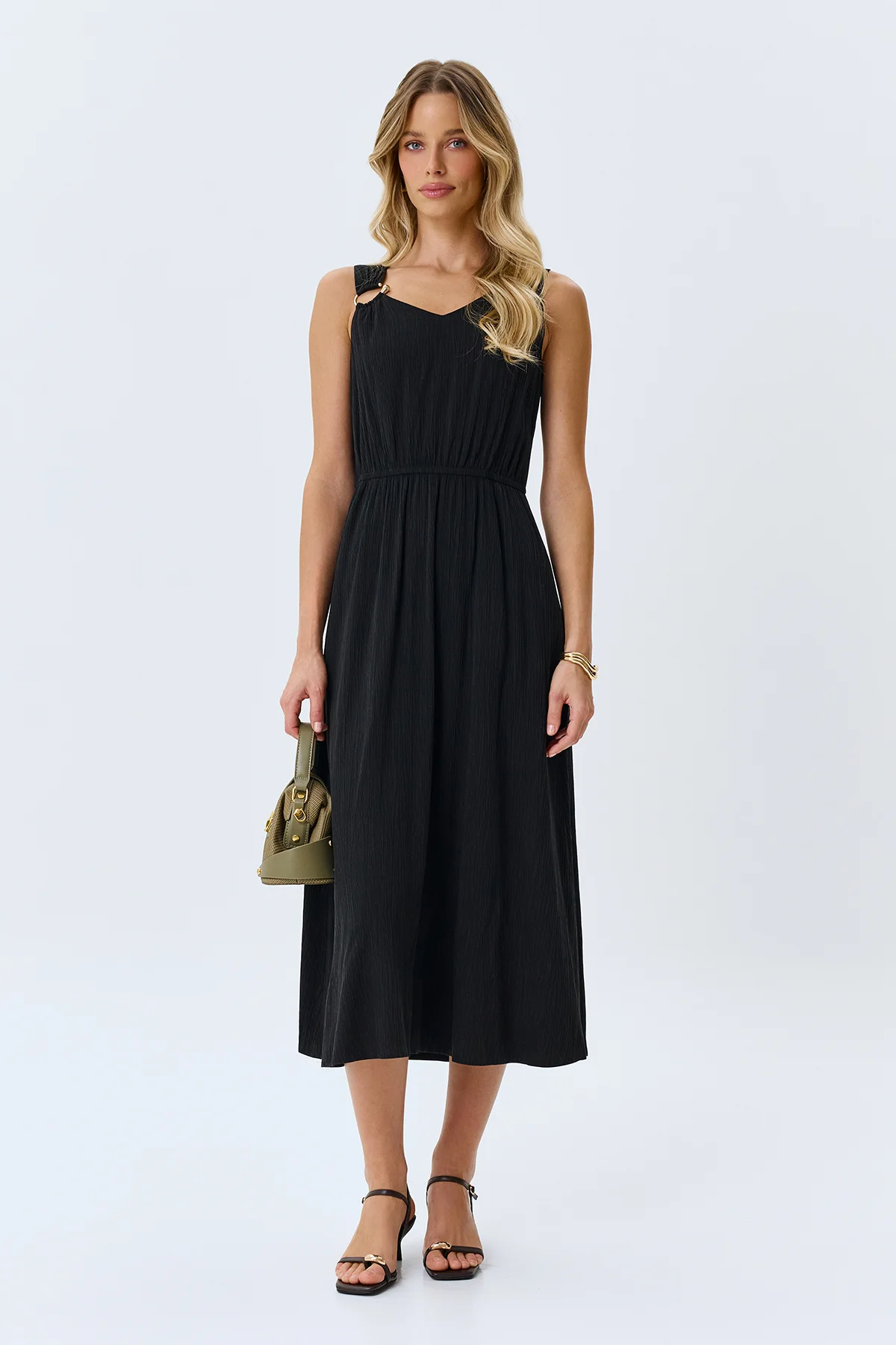 Платье из фактурного тенселя, 44