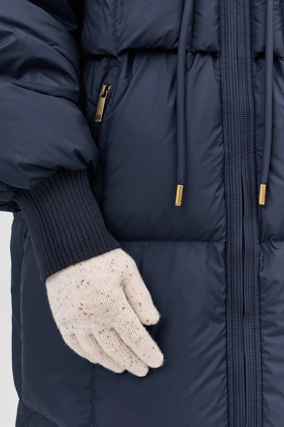 Светлые вязаные перчатки из 100% шерсти, One