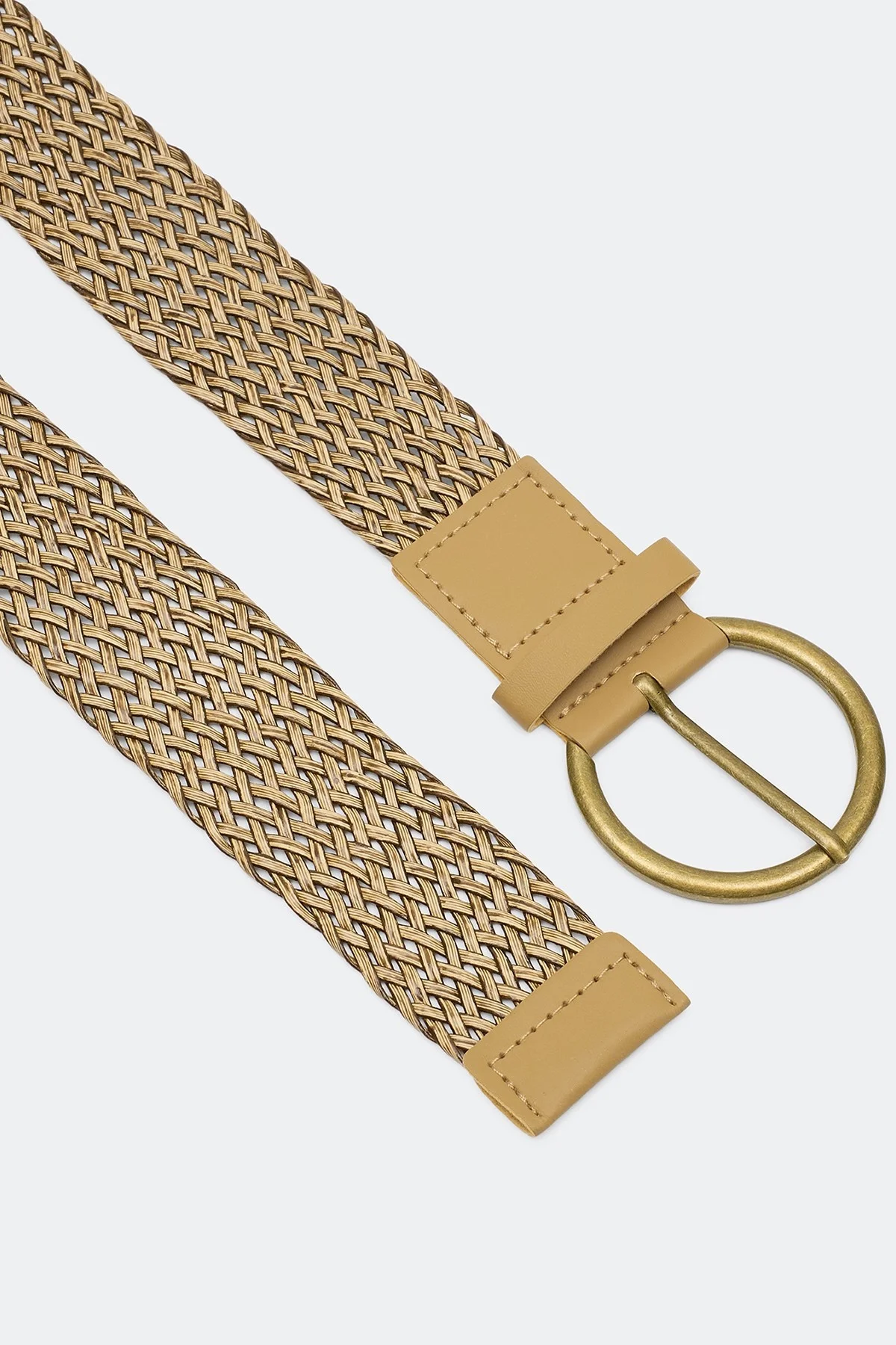 Плетеный ремень с круглой пряжкой, M