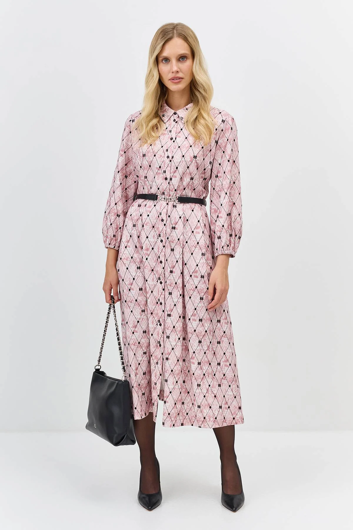 Лимитированная серия платье-рубашка с брендированным принтом и палантином, 44