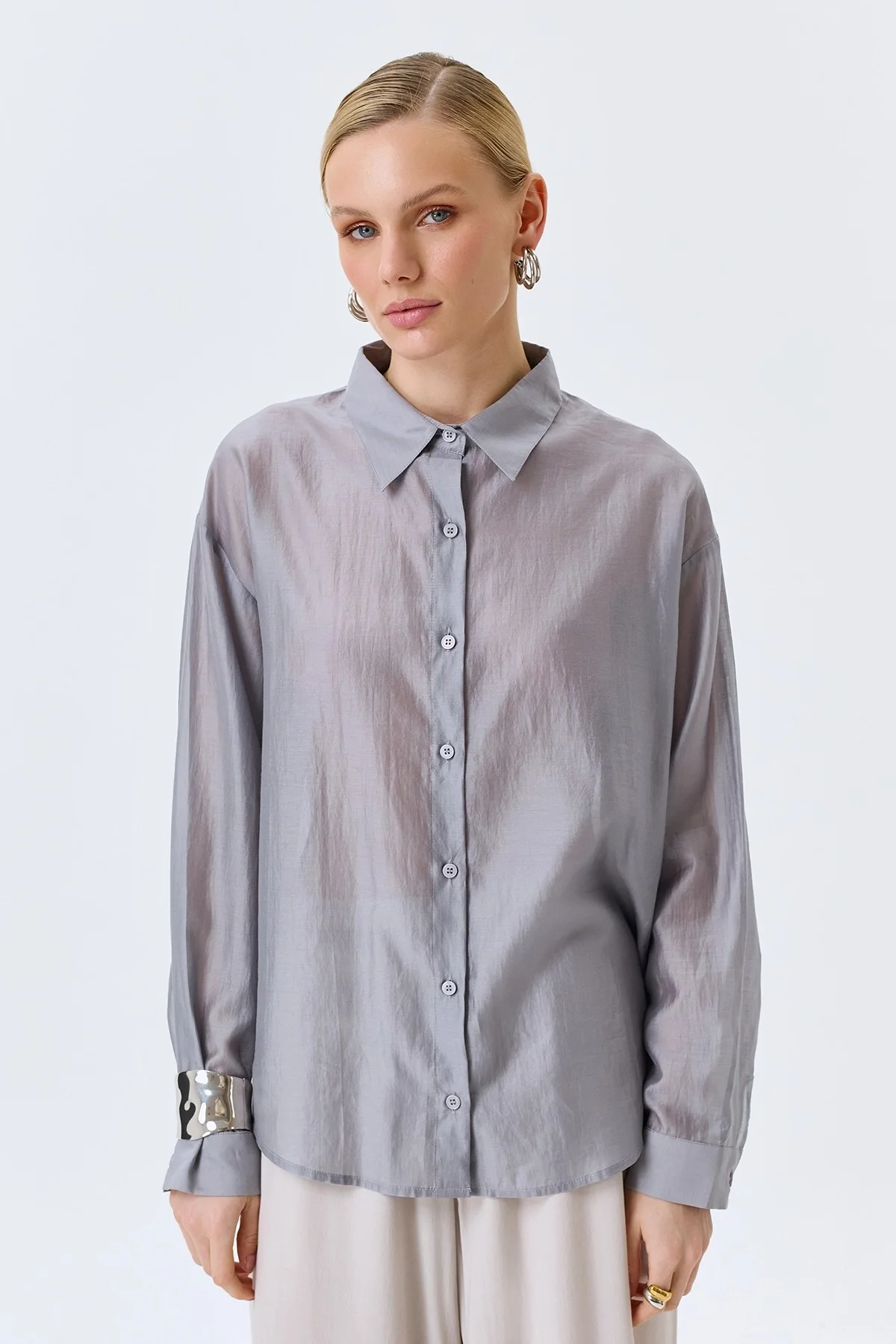 Комбинированная блузка из тенселя, 44