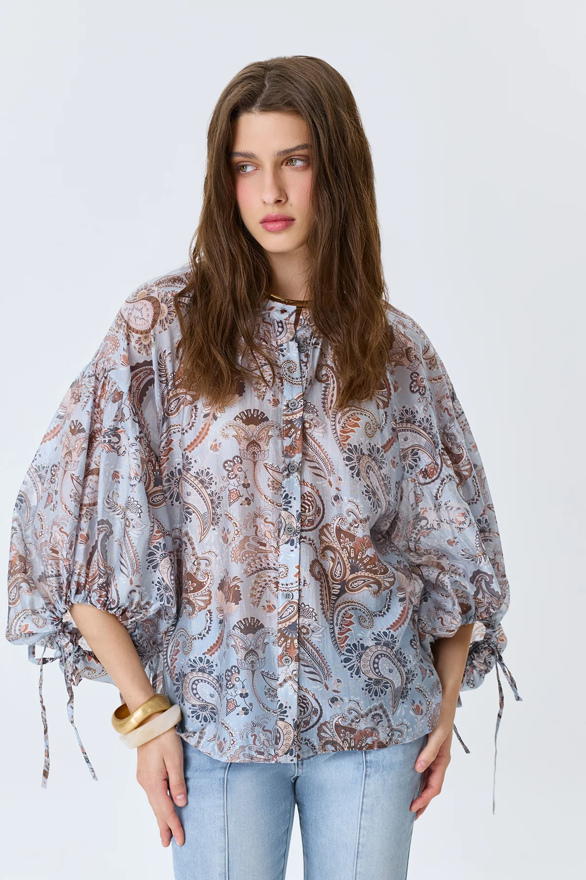 Романтичная блузка с принтом "Пейсли", 46