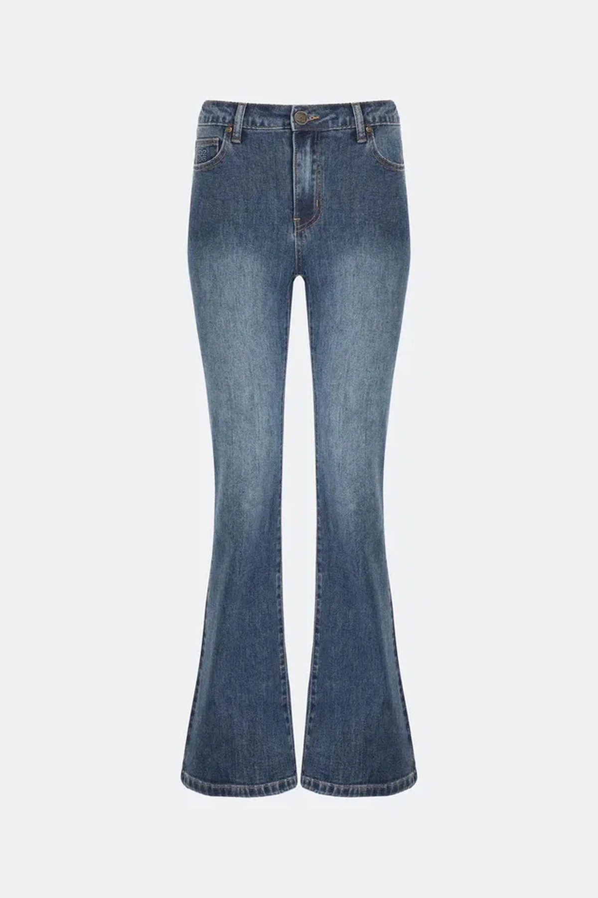 Джинсы Bootcut с контрастной вышивкой, деним, 36