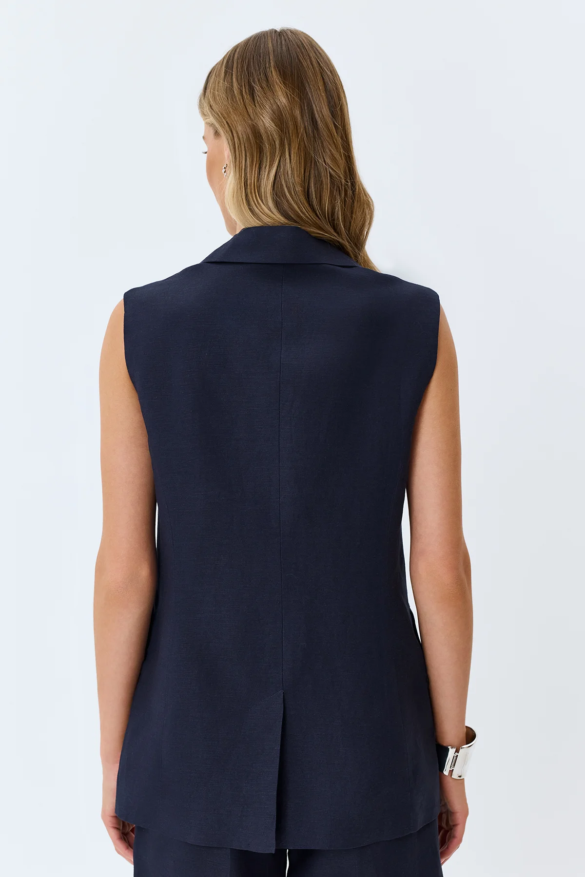 Удлиненный льняной жилет, 42