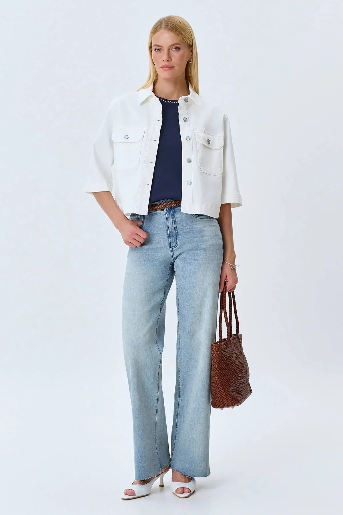 Укороченный джинсовый жакет, 44