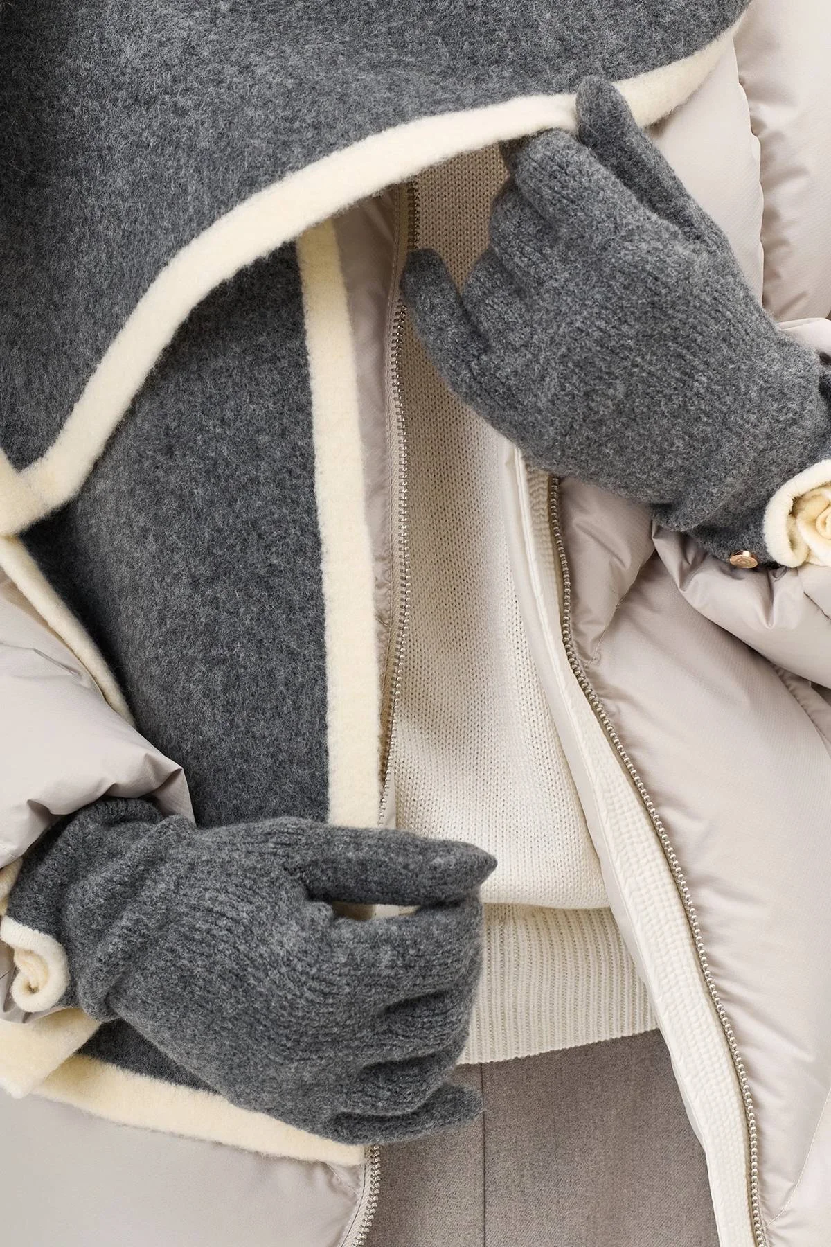 Серый вязаный шарф с контрастным краем, One