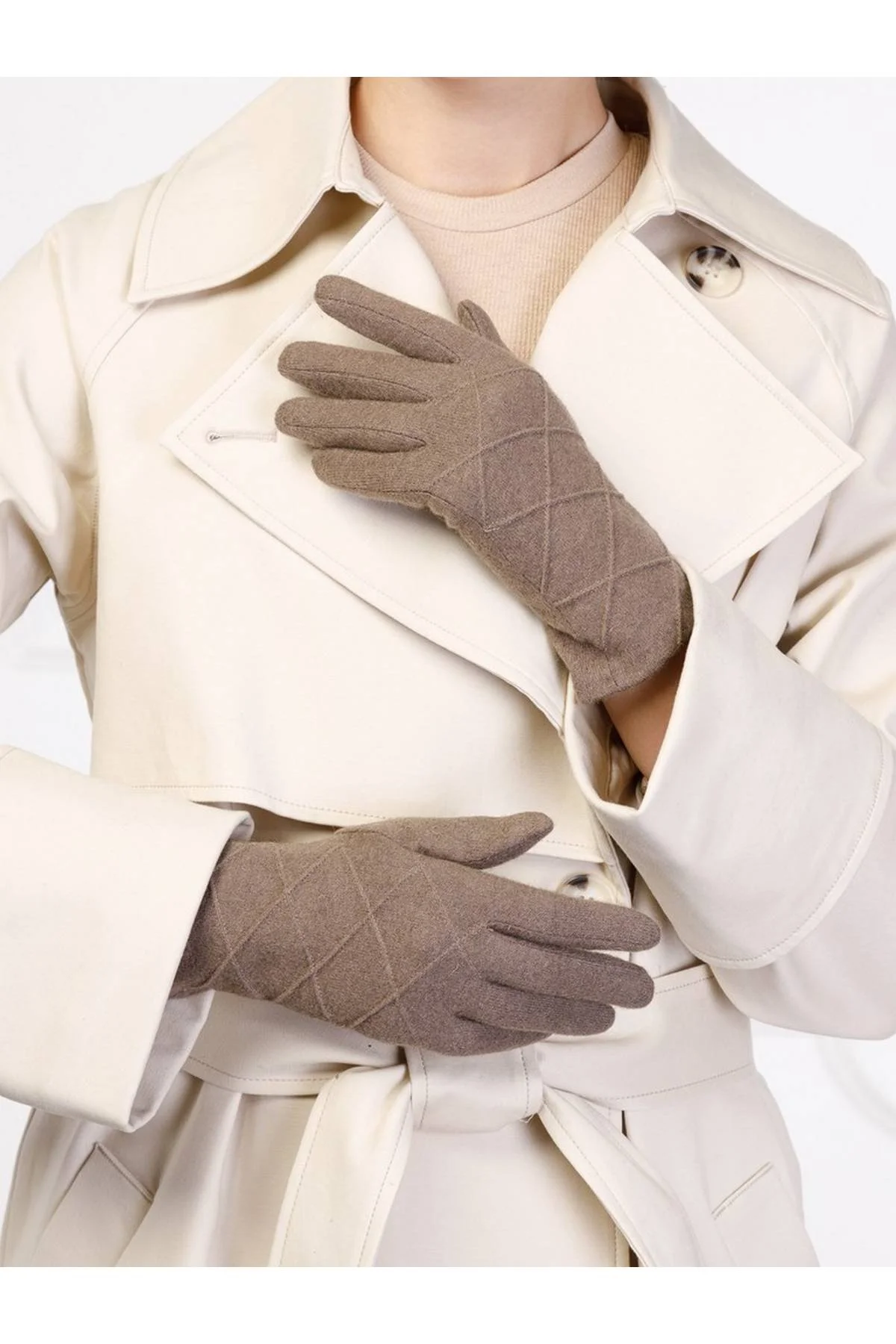 Перчатки серо-коричневые, S