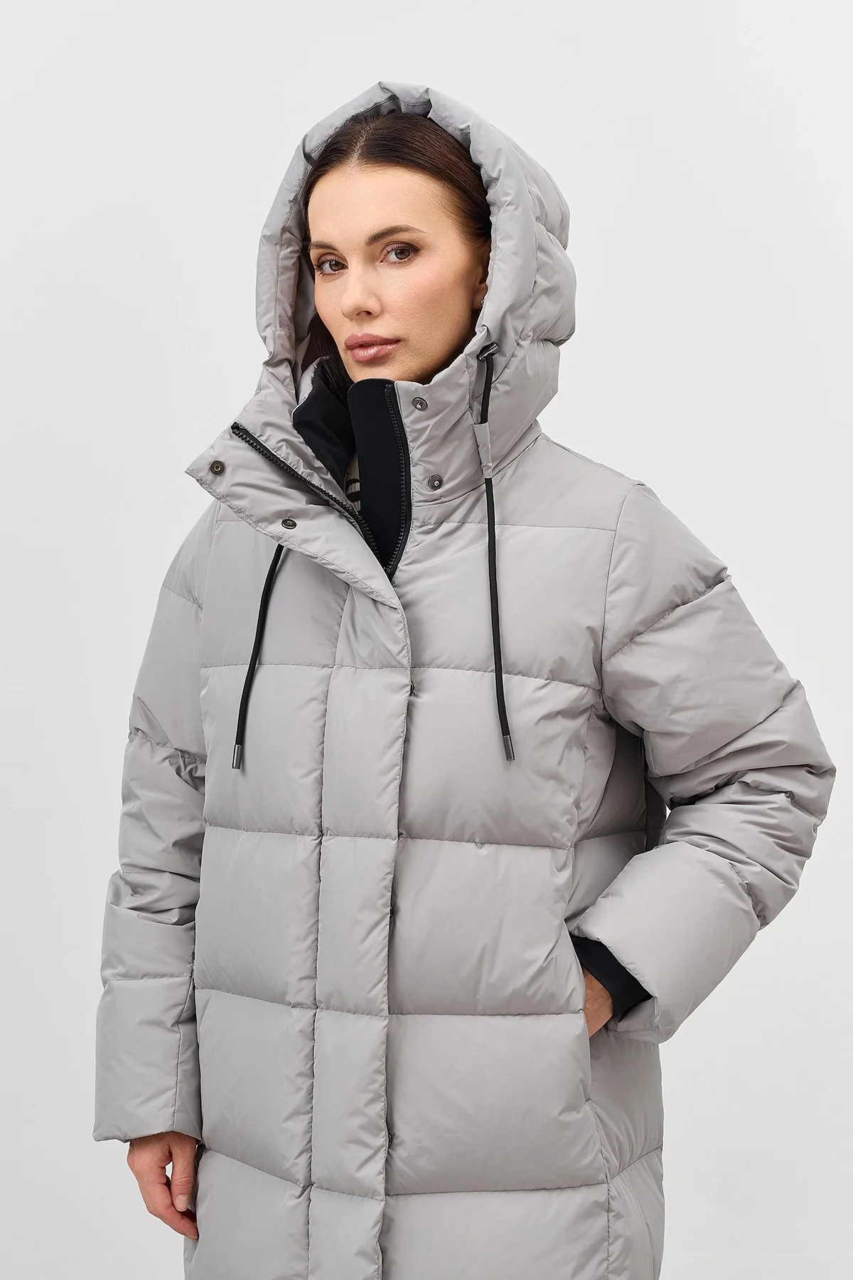 Длинный пуховик на натуральном утеплителе, 42