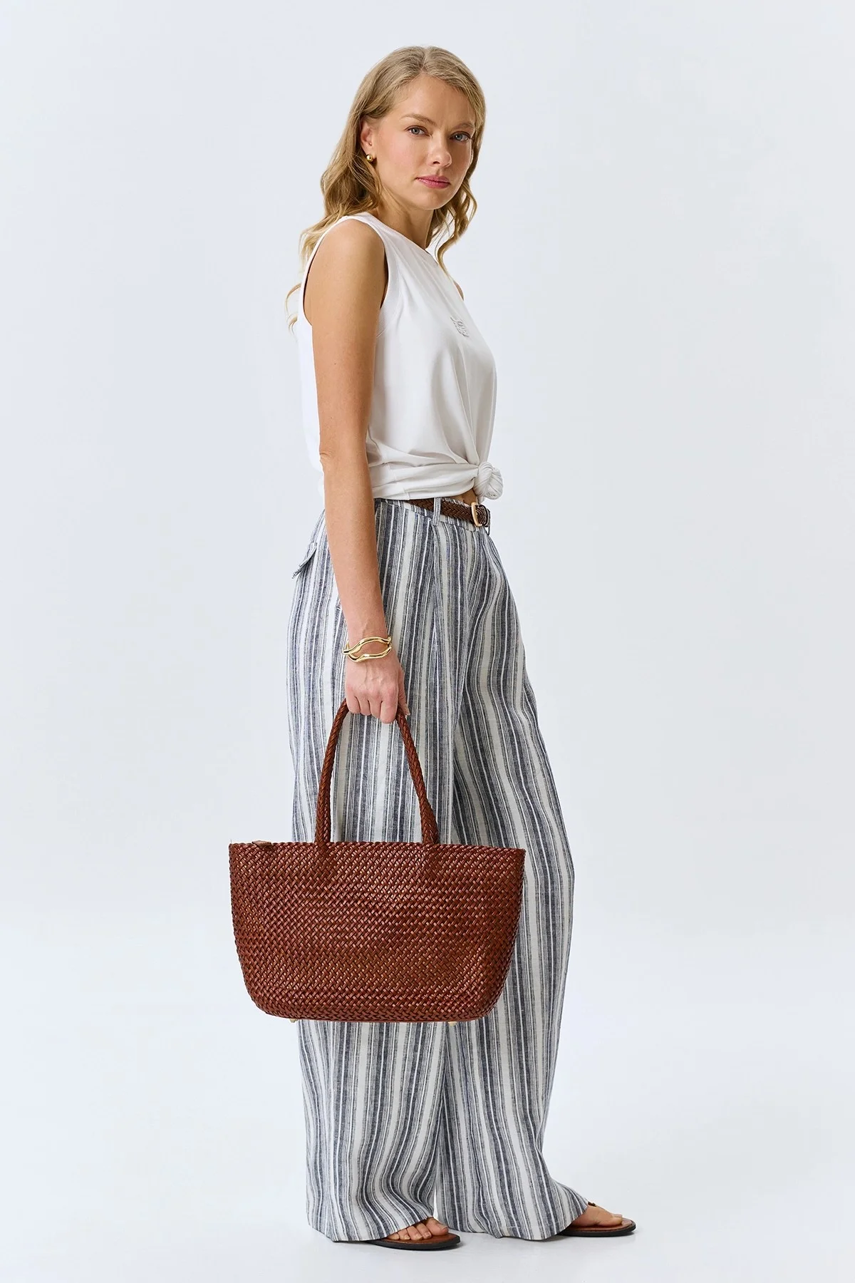 Плетеная сумка из натуральной кожи, One