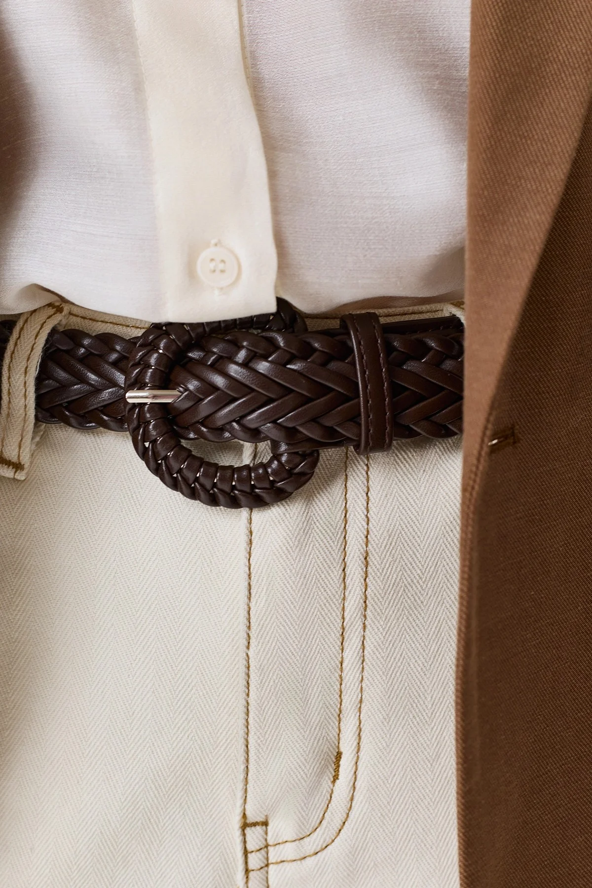 Плетеный ремень с узором "елочка", М