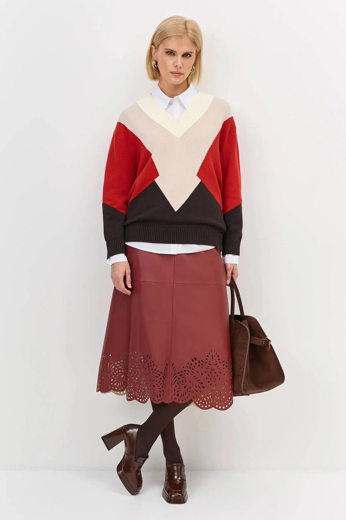 Джемпер в стиле color block, 36