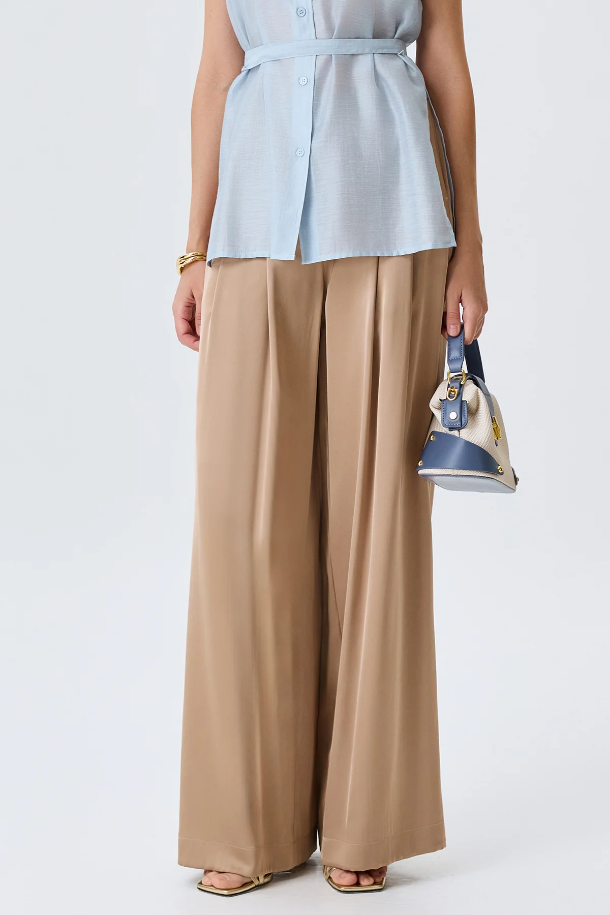 Сатиновые брюки палаццо, 42