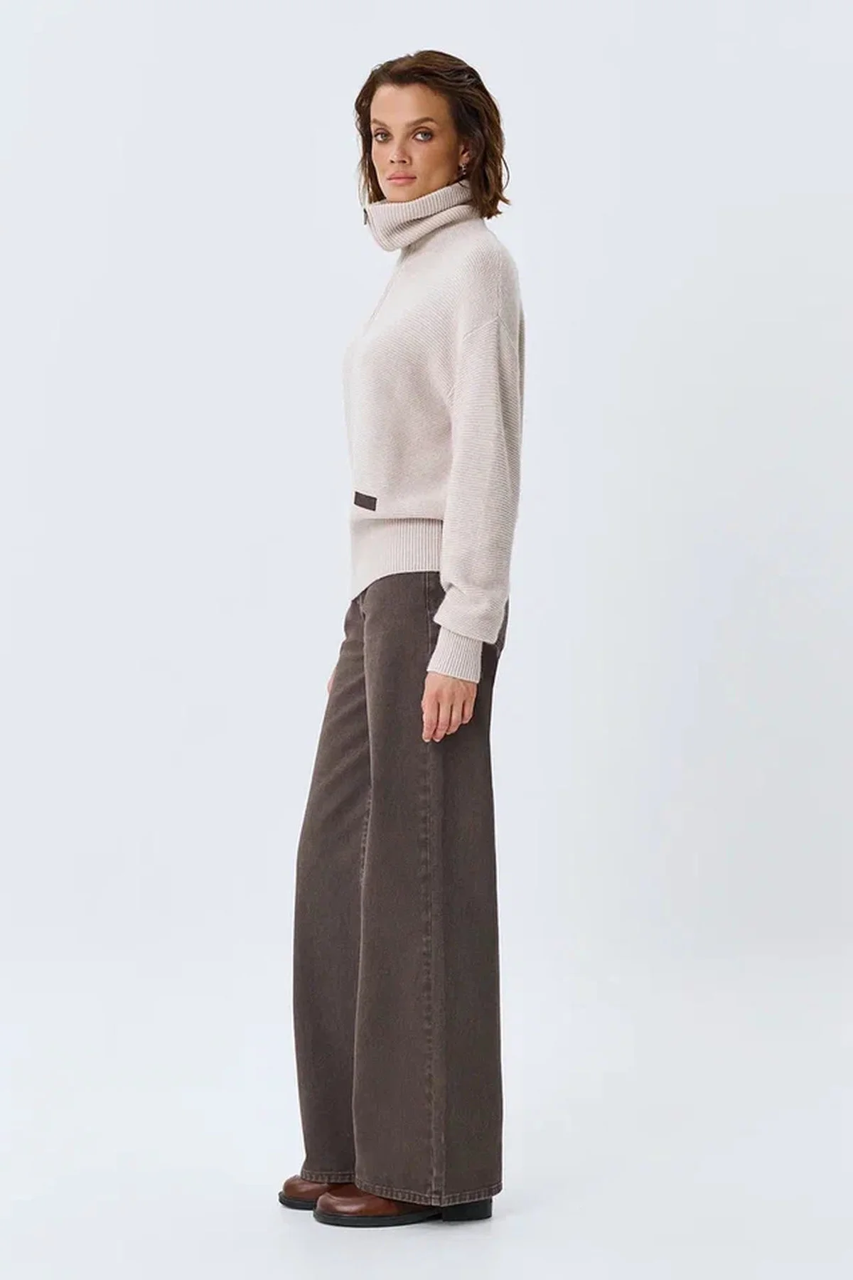 Кофейные джинсы "Wide leg", 50